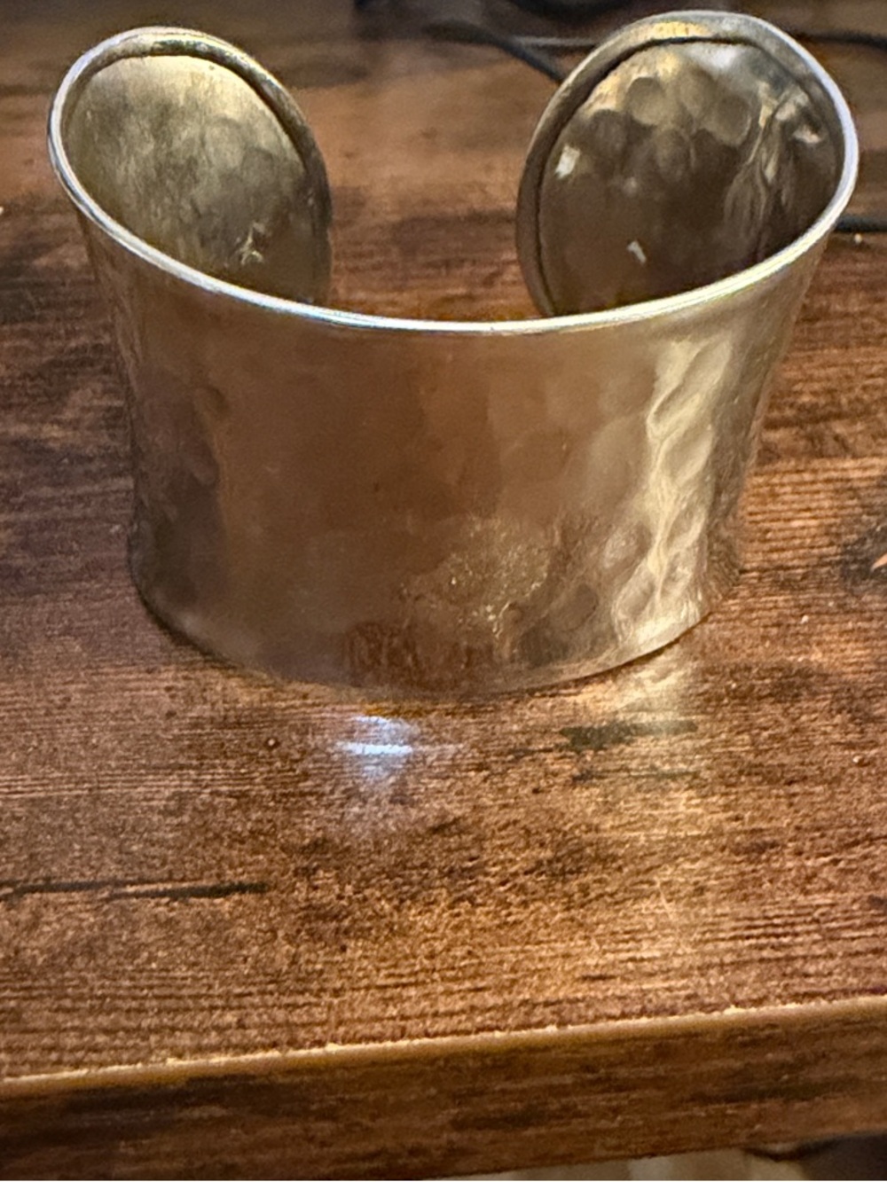 Hammered Metal Cuff Bracelet - Gold Tone